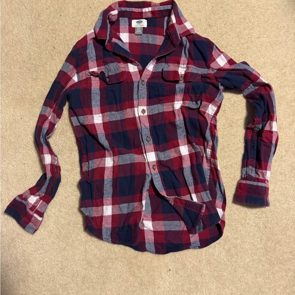 Old Navy Red and Blue Plaid Kids Button Down Shirt